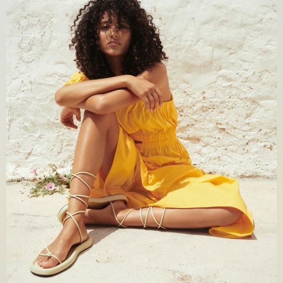 SOLD  MANGO - Ivory Strap Sandals - Picture 1 of 5
